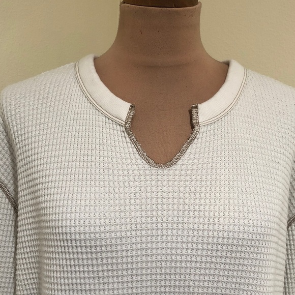 Madewell Plus (Re)sourced Waffle Split-Neck Crop Tee Size XL Antique Cream Ecru - Picture 3 of 11